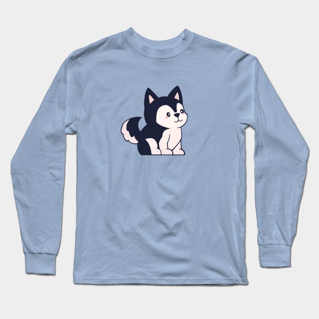 Husky Sits Long Sleeve T-Shirt by colorcover